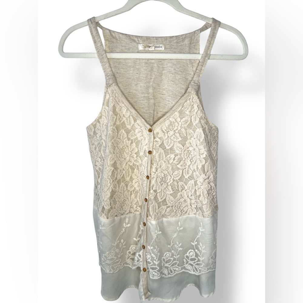 Lace Button-Down Tank Top